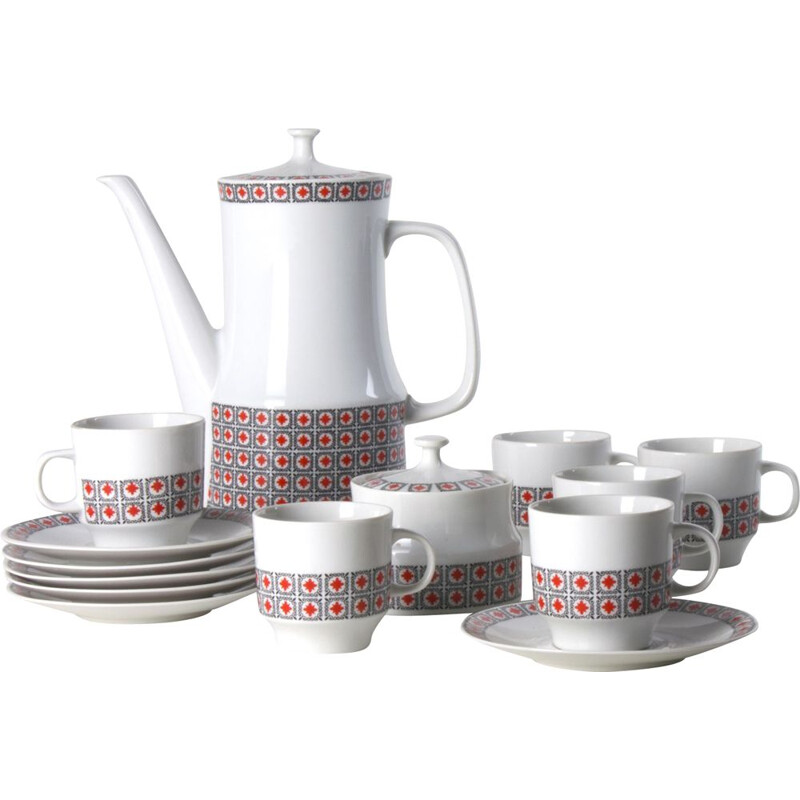 Vintage porcelain coffee set, Czechoslovakia 1960