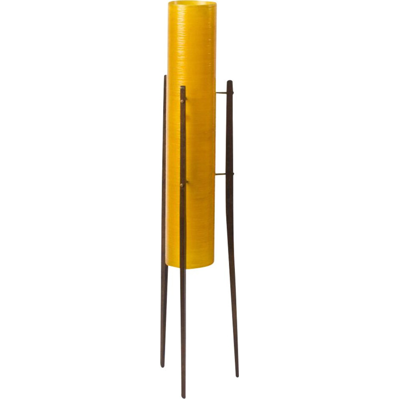 Lampadaire vintage Rocket en fibre de verre et bois 1950