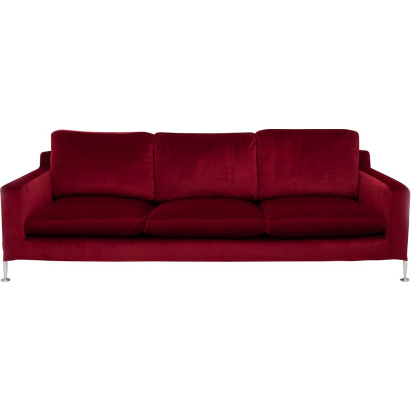 Vintage 3-seater sofa Harry red velvet by Antonio Citterio for B&B Italia 1995