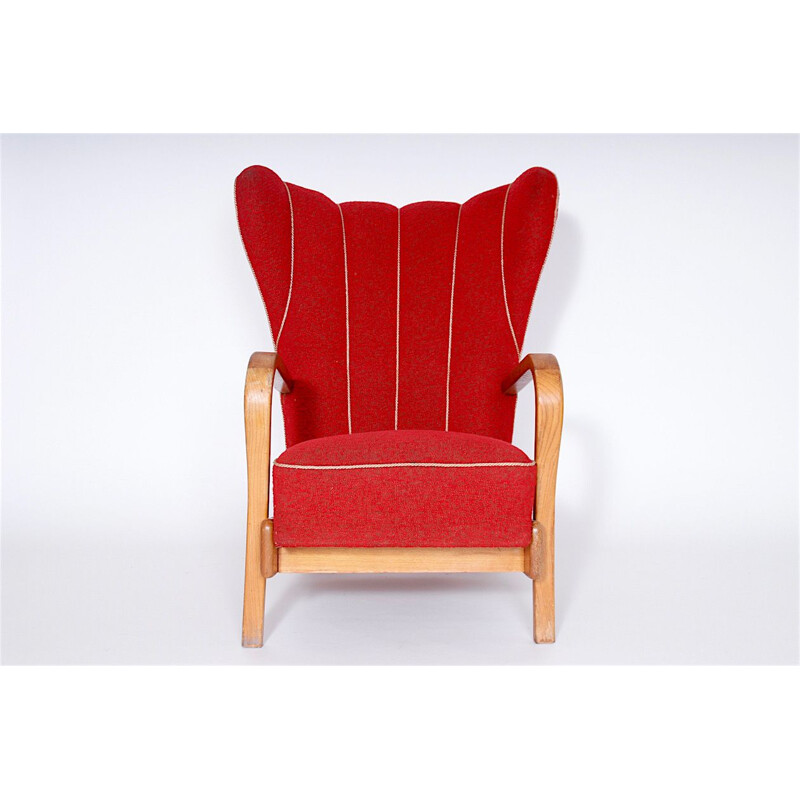 Vintage red wing chair 1950