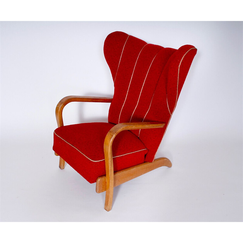 Rode vintage fauteuil 1950