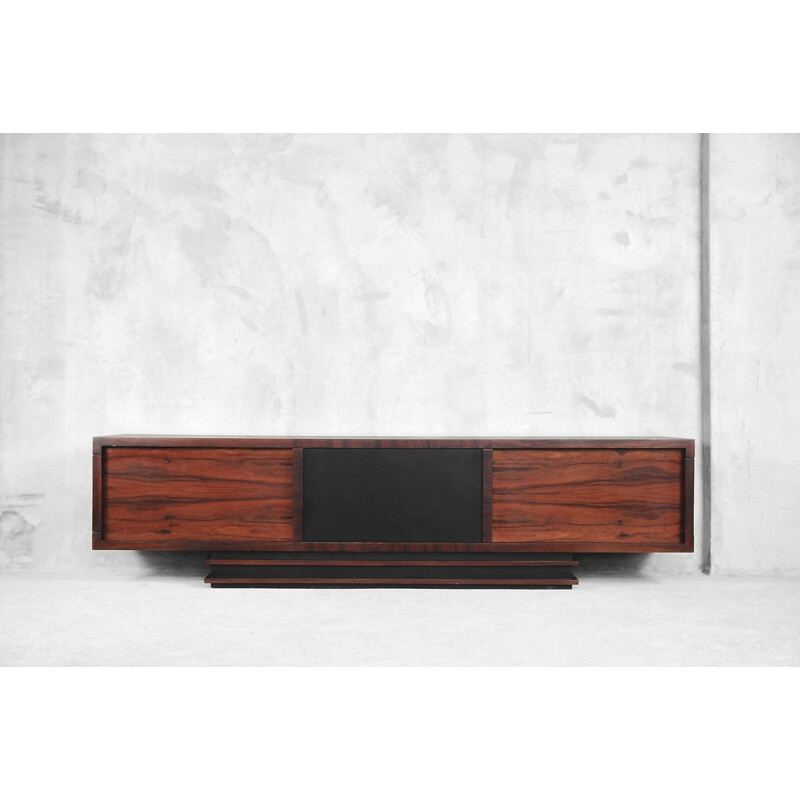 Vintage geometric rosewood low sideboard 1950