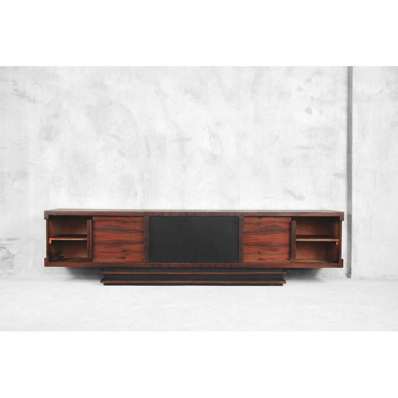 Vintage geometric rosewood low sideboard 1950