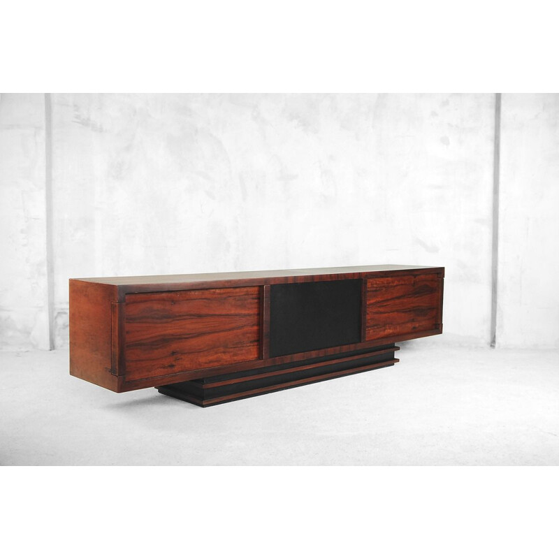 Vintage geometric rosewood low sideboard 1950