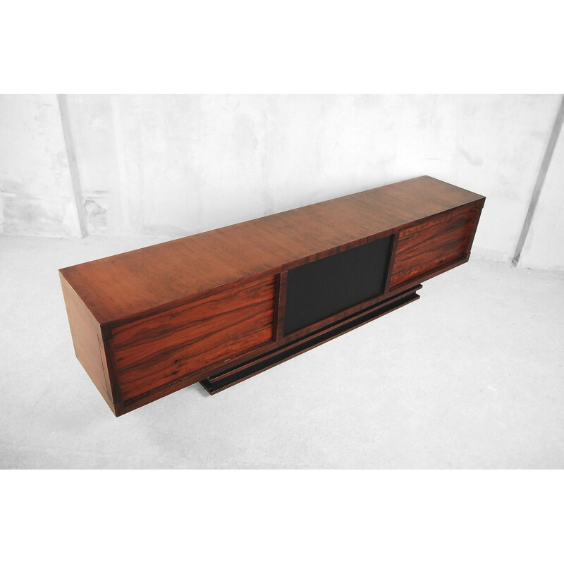 Vintage geometric rosewood low sideboard 1950