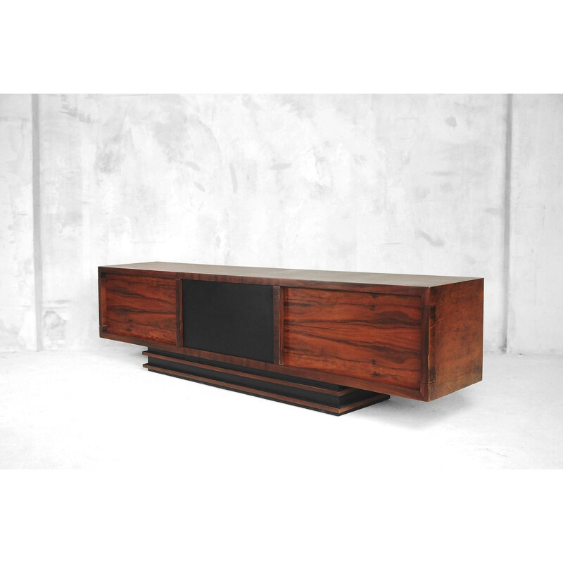 Vintage geometric rosewood low sideboard 1950