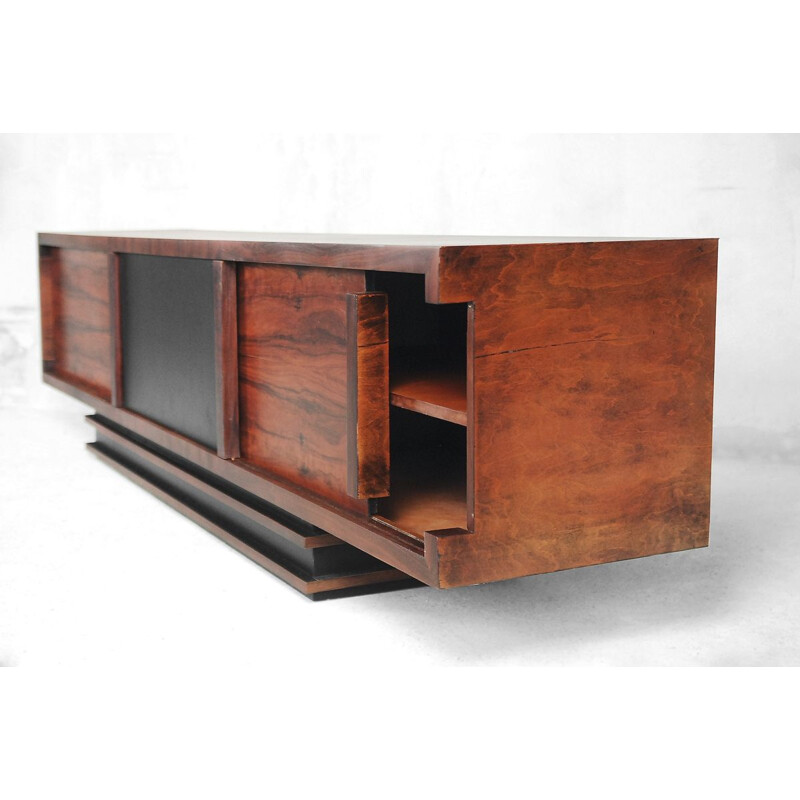 Vintage geometric rosewood low sideboard 1950