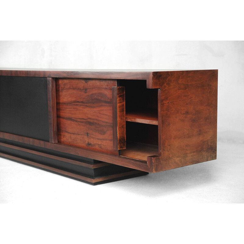 Vintage geometric rosewood low sideboard 1950