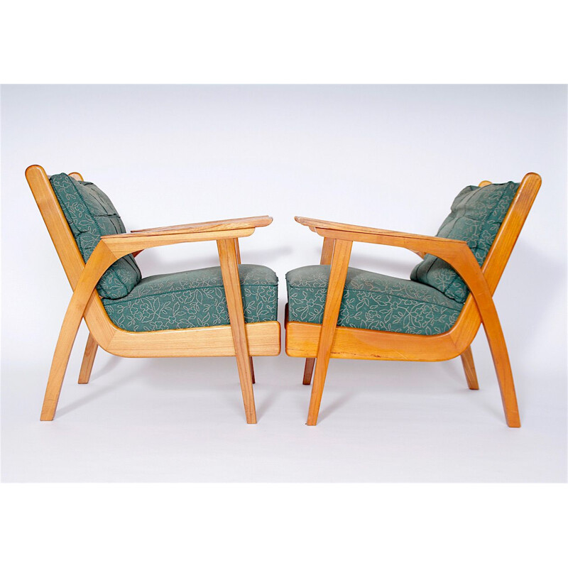 Ensemble de 2 fauteuils vintage Tchécoslovaquie années 1950