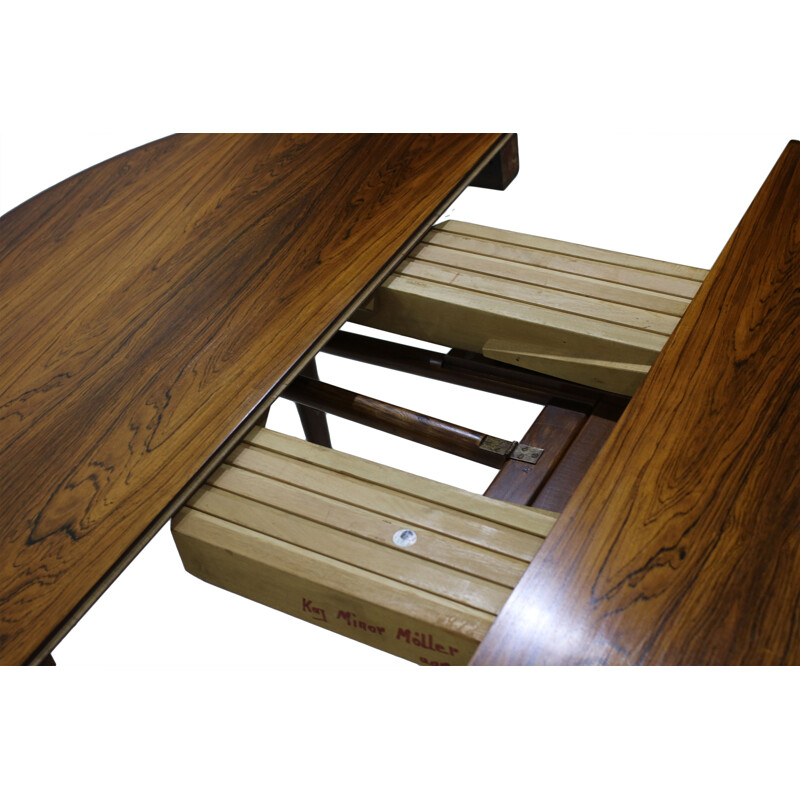 Vintage dining table in rosewood by Henning Kjaernulf for Soro Stolefabrik, 1960s