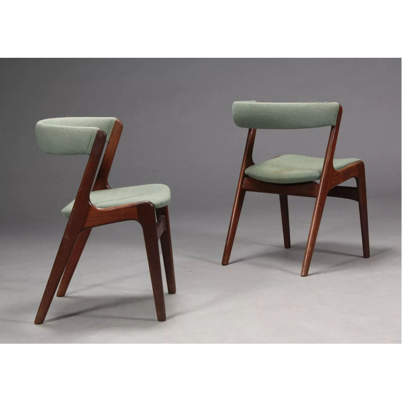 Vintage dining chair in teak and green wool 1960s