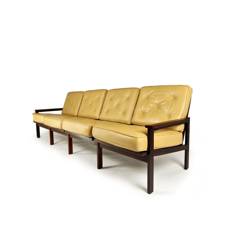 Vintage 3-seater sofa in rosewood Illum Wikkelso for Niels Eilersen, Danish 1960s