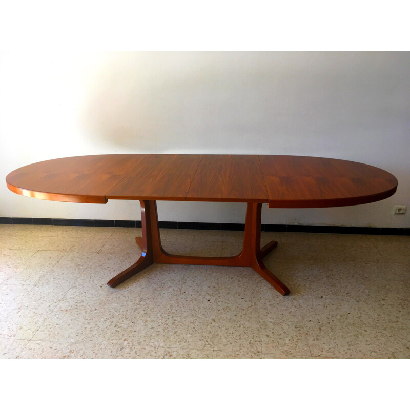 Vintage dining table NF in teak with extensions France 1960s