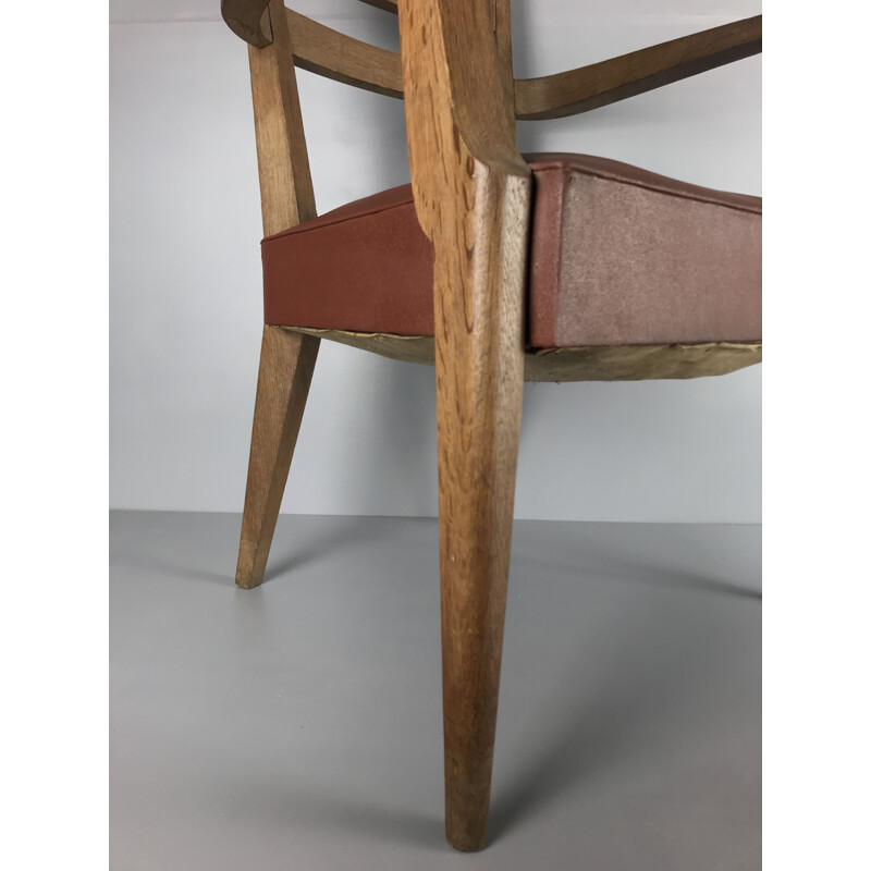 Paire de fauteuils vintage Bridges pour Caillette en chêne 1940