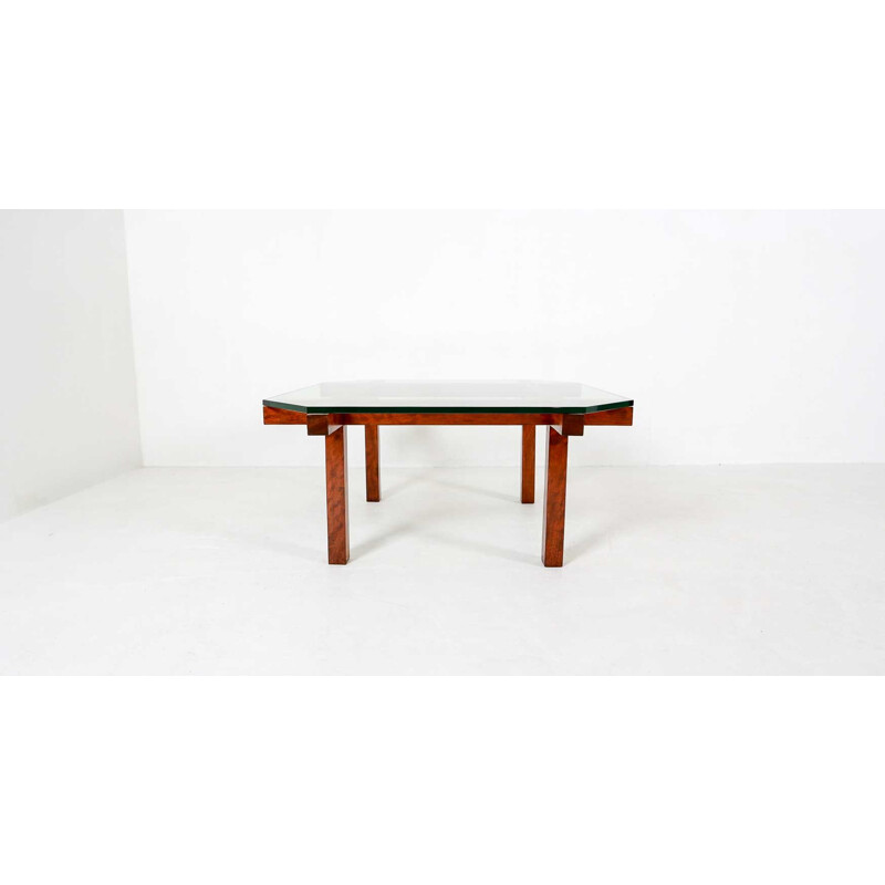 Vintage coffee table for Belform in teak and glass 1950