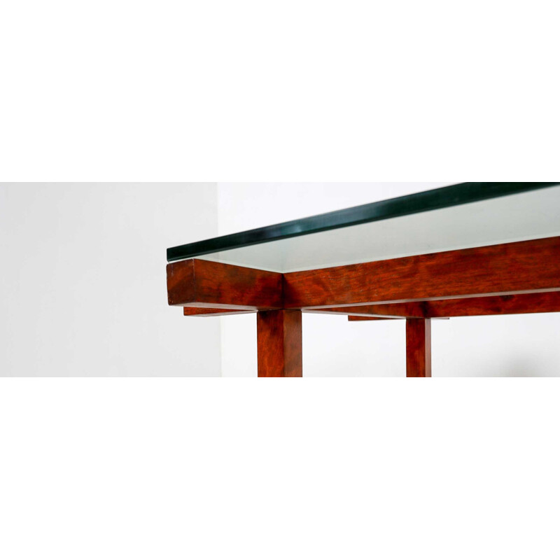 Vintage coffee table for Belform in teak and glass 1950