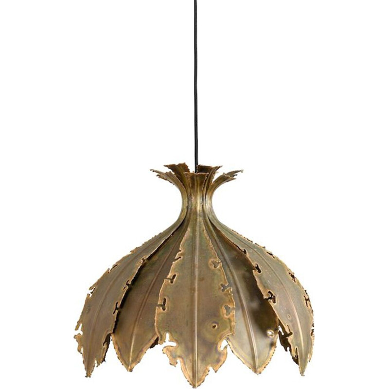 Brutalist pendant lamp in copper by Svend Aage Holm Sørensen