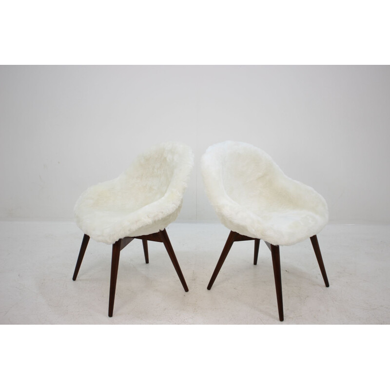 Pair of 2 vintage dining chairs by Miroslav Navratil ,1960