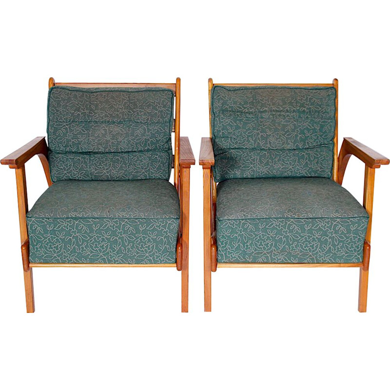 Ensemble de 2 fauteuils vintage Tchécoslovaquie années 1950