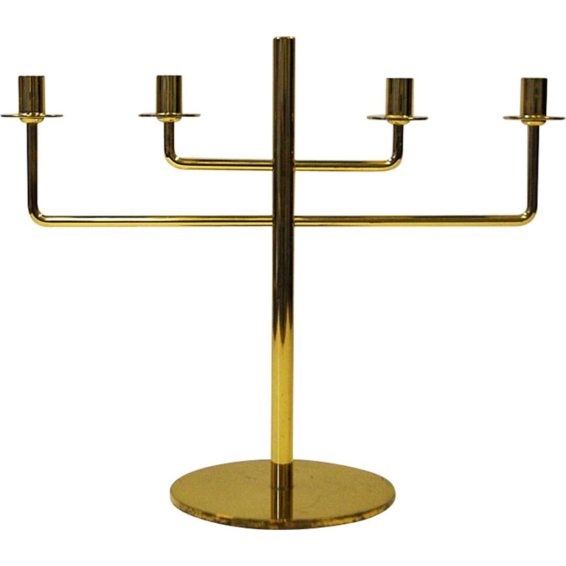 Vintage 4 armed candelabrum by Hans Agne Jakobsson in brass 1960