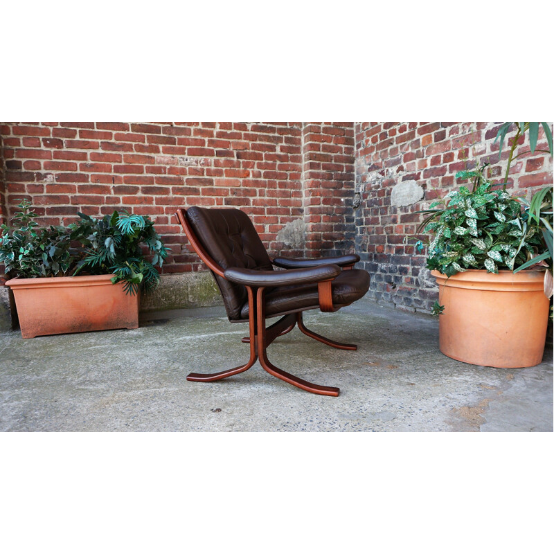 Pair of Scandinavian vintage leather armchairs,1970