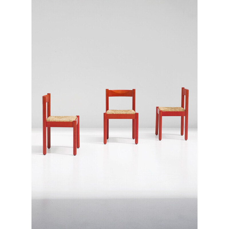 Set of 4 vintage Carimate chairs by Vico Magistretti for Cassina