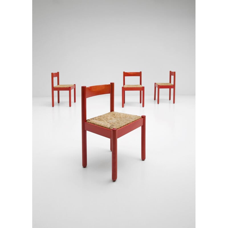 Set of 4 vintage Carimate chairs by Vico Magistretti for Cassina