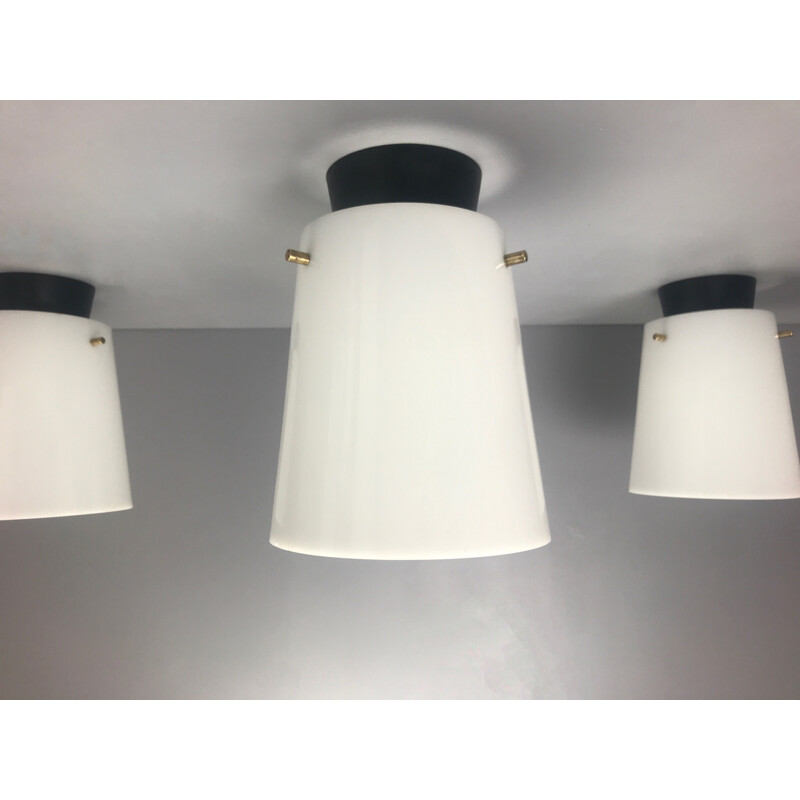Conjunto de 3 lámparas de techo vintage Stilnovo 1950
