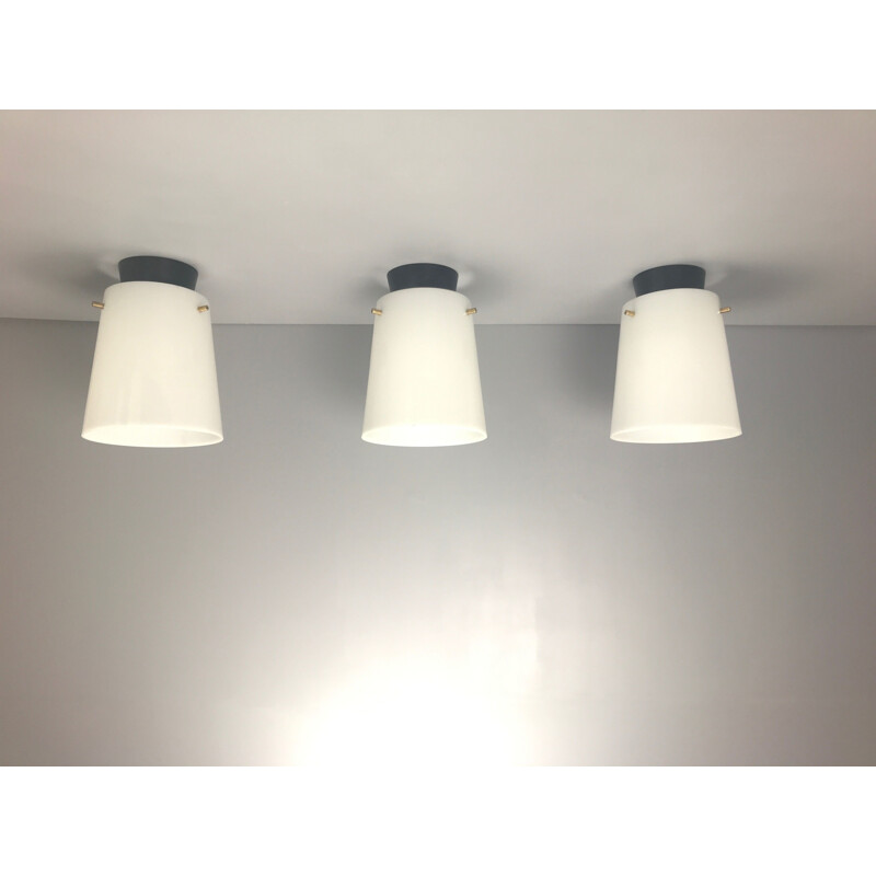Conjunto de 3 lámparas de techo vintage Stilnovo 1950