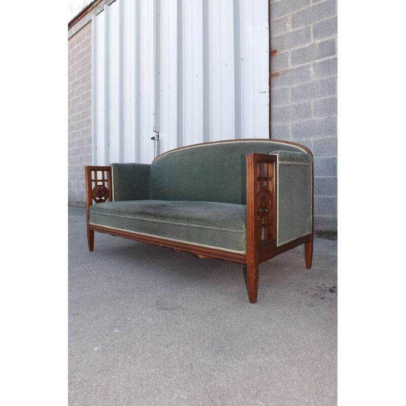 Vintage Andre GROULT sofa in cherry wood