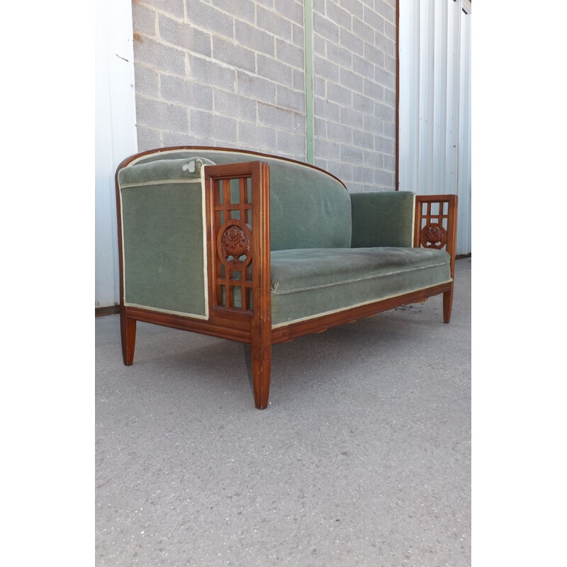 Vintage Andre GROULT sofa in cherry wood