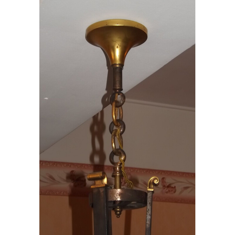 Vintage chandelier Petitot gilt bronze 1935