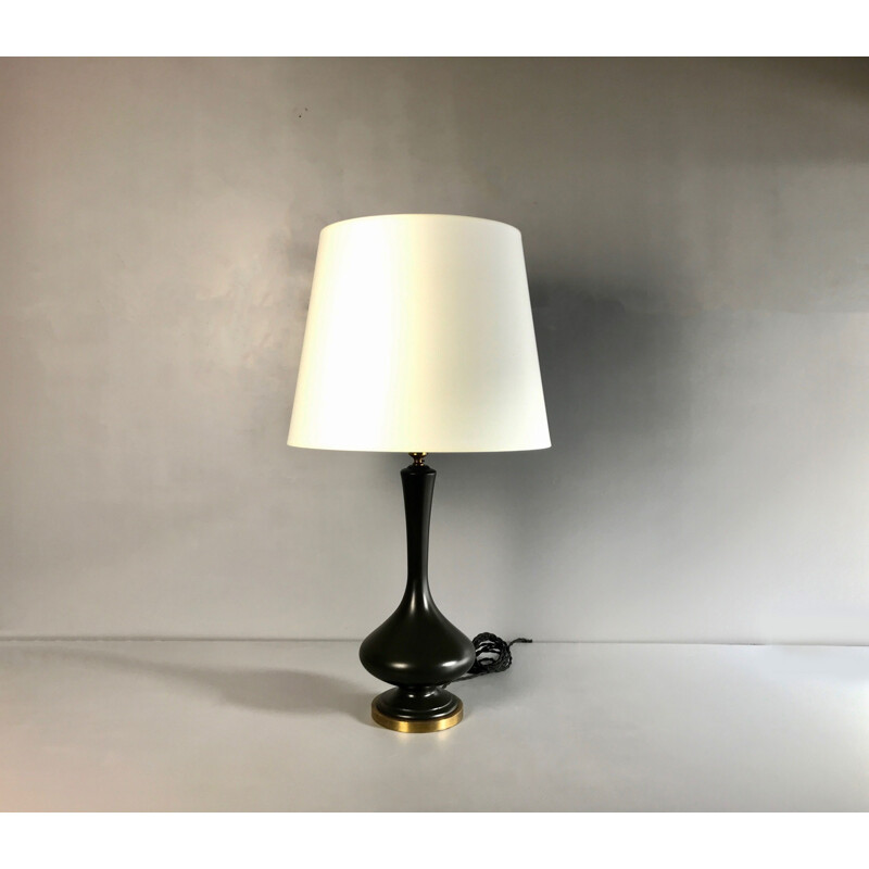 Lampe vintage en céramique noir 1960