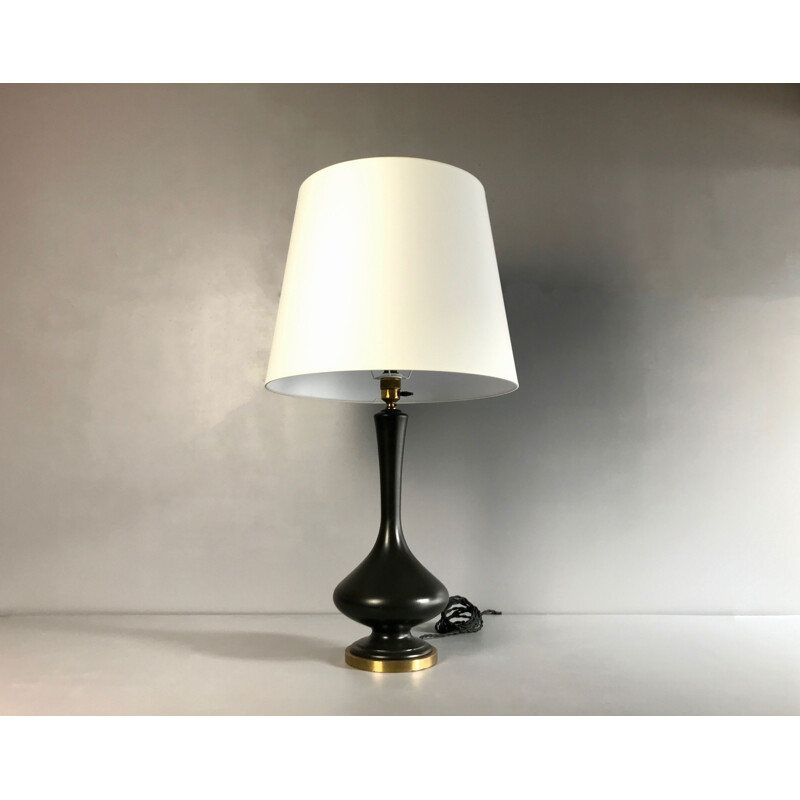 Lampe vintage en céramique noir 1960
