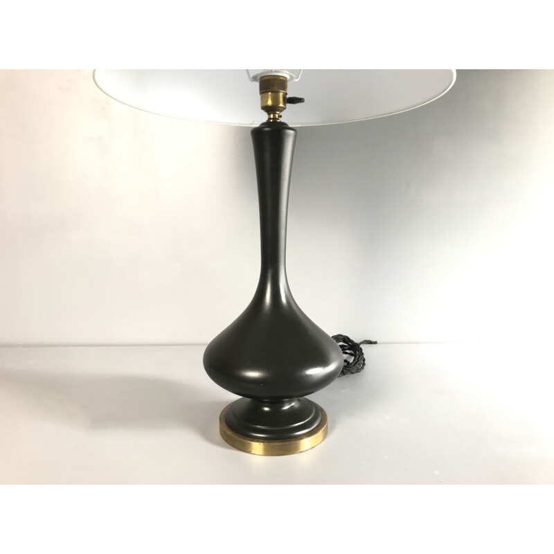 Lampe vintage en céramique noir 1960