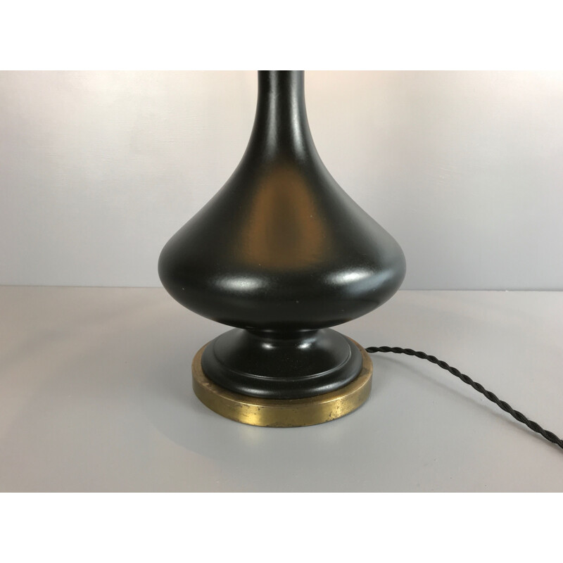 Lampe vintage en céramique noir 1960