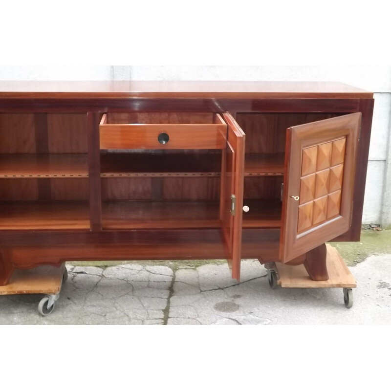 French vintage sideboard by Poisson in mahogany 1940