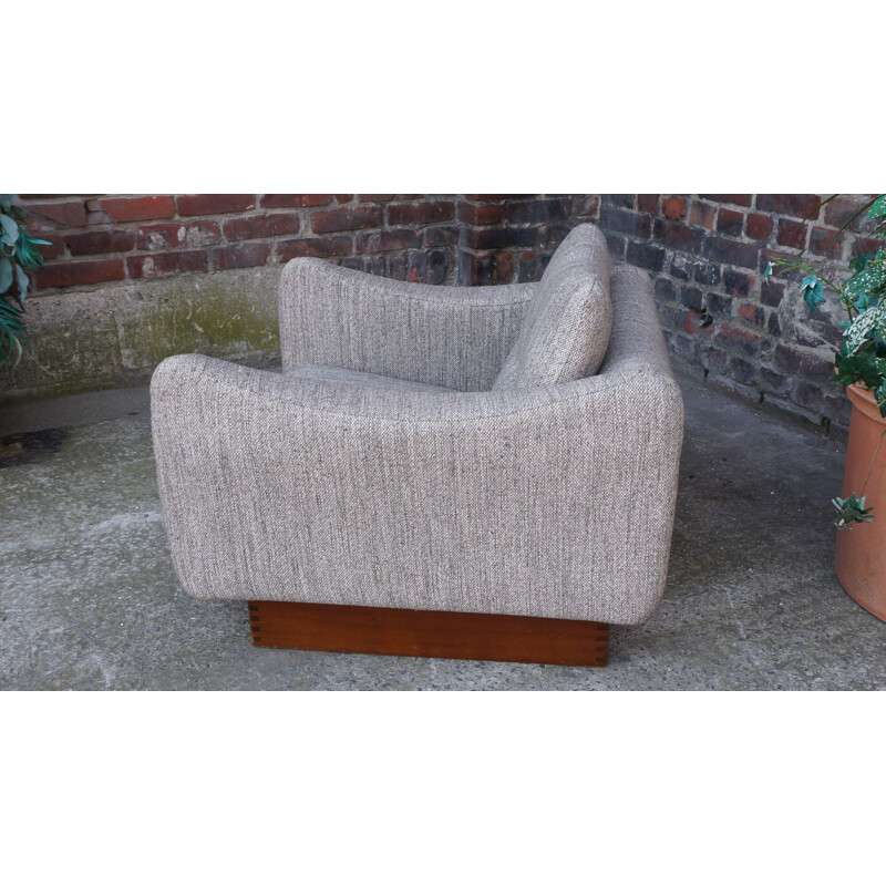 Pair of vintage Teckel armchairs for Steiner in grey fabric 1960