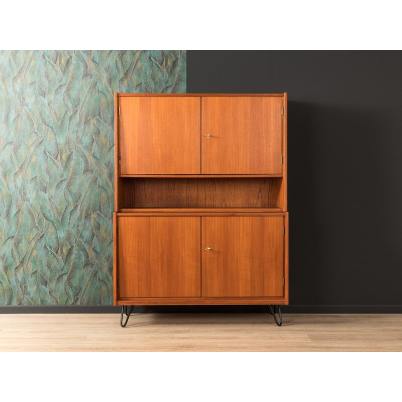 Vintage scandinavian highboard in teakwood and steel 1950