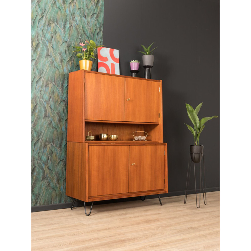 Vintage scandinavian highboard in teakwood and steel 1950