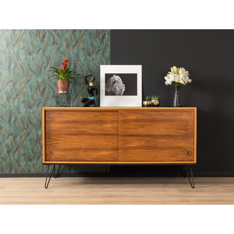 Vintage german sideboard for Musterring in steel and walnut 1950