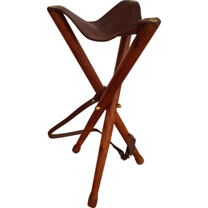 Vintage hunting stool in teak 1960