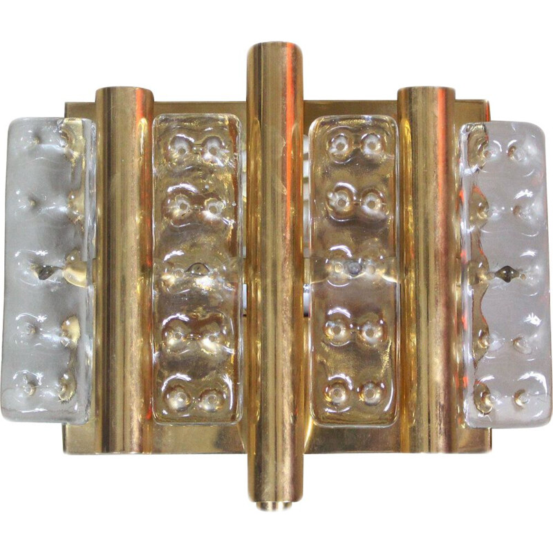 Vintage brass and glass wall light by Hans-Agne Jakobsson 1970s