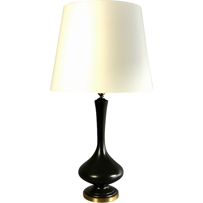 Lampe vintage en céramique noir 1960