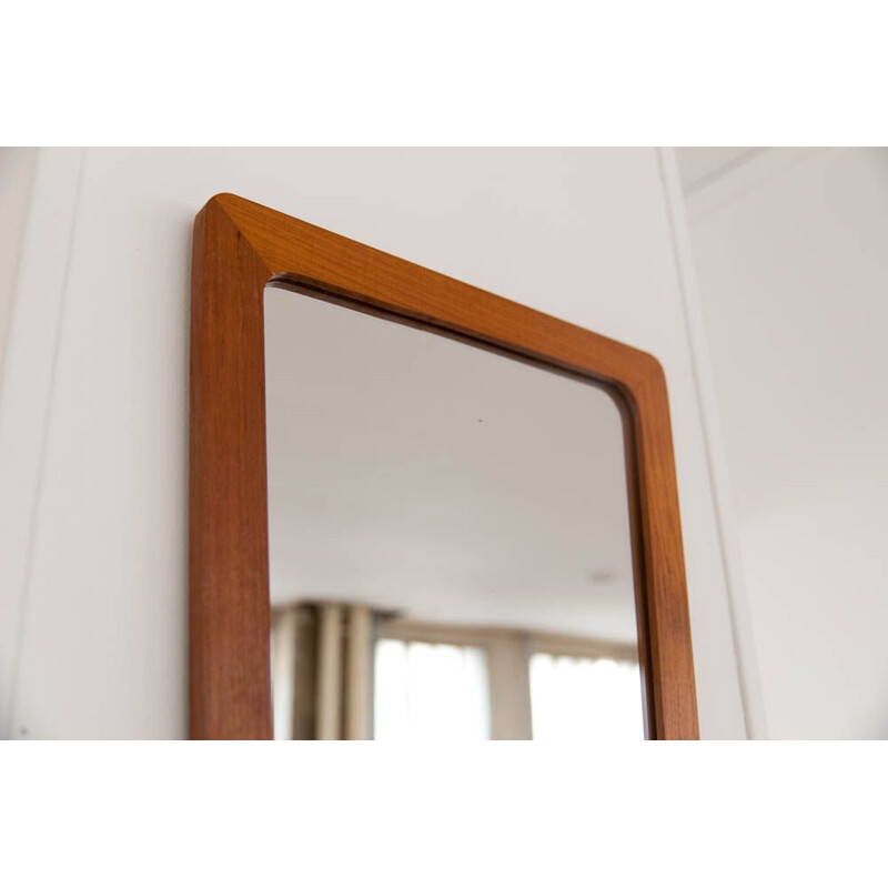 Miroir vintage évasé en teck Scandinave 1960s