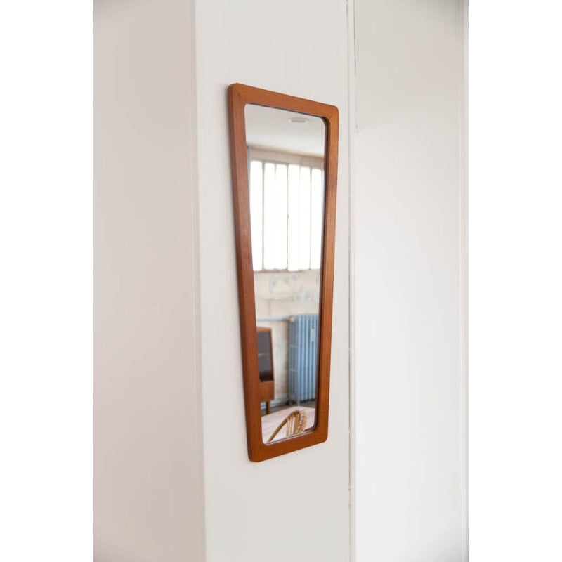 Miroir vintage évasé en teck Scandinave 1960s