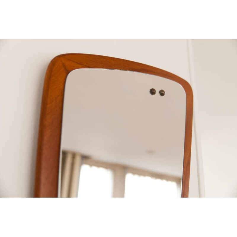 Vintage mirror asymmetric in teak Scandinavian 1960s