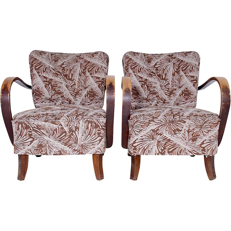 Pair of vintage armchairs by Jindrich Halabala 1950s