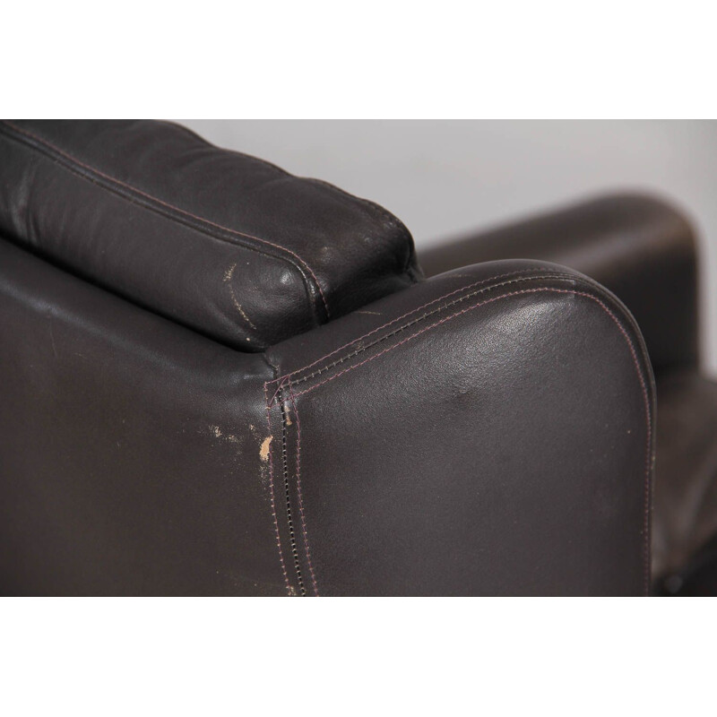 Vintage armchair 5 feet leather and steel Denmark 