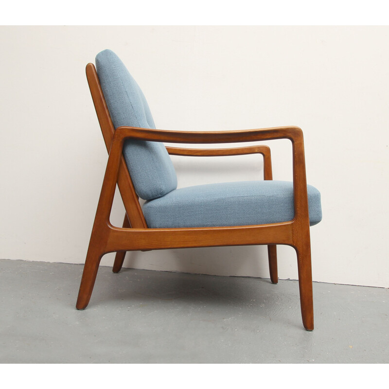Vintage blue armchair by Ole Wanscher for France & Daverkosen,1950